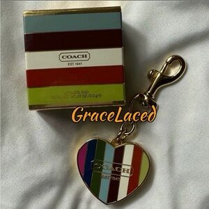 COACH 65th Anniversary Heart Legacy Lipgloss Duo Keychain Bag Charm | NEW | RARE
